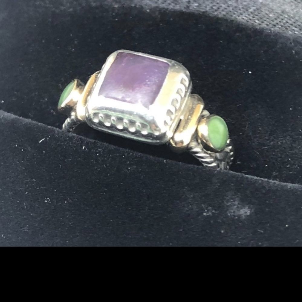 Vintage Reve Sterling Silver 14k Yellow Gold Ring 7